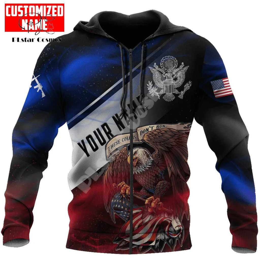 Custom Name Army Military Veteran Soldier Camo Eagle Long Sleeves Tracksuit 3DPrint Pullover Streetwear Casual Jacket Hoodies 15