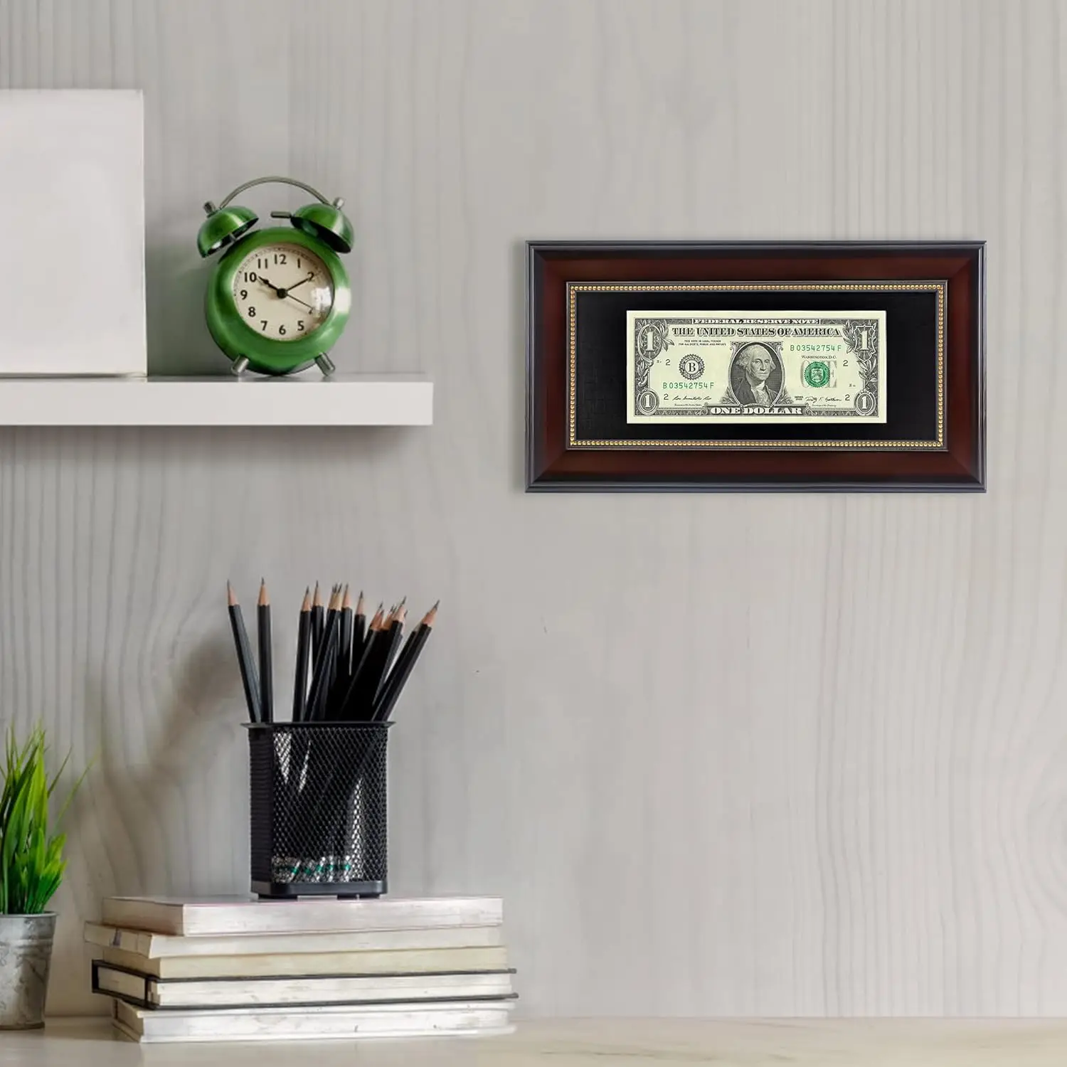 Mahogany Dollar Bill Frame With Bla Mat Or Display 4X9 Picture Without Mat,Real Glass,2 Pack