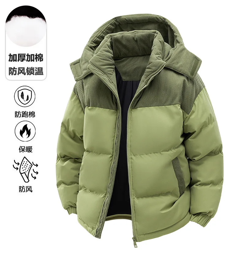 Men's Winter Thickened Cotton-Padded Jacket with Fleece Warm Cold-Proof 2025 Trendy Cotton-Padded Coat for Men