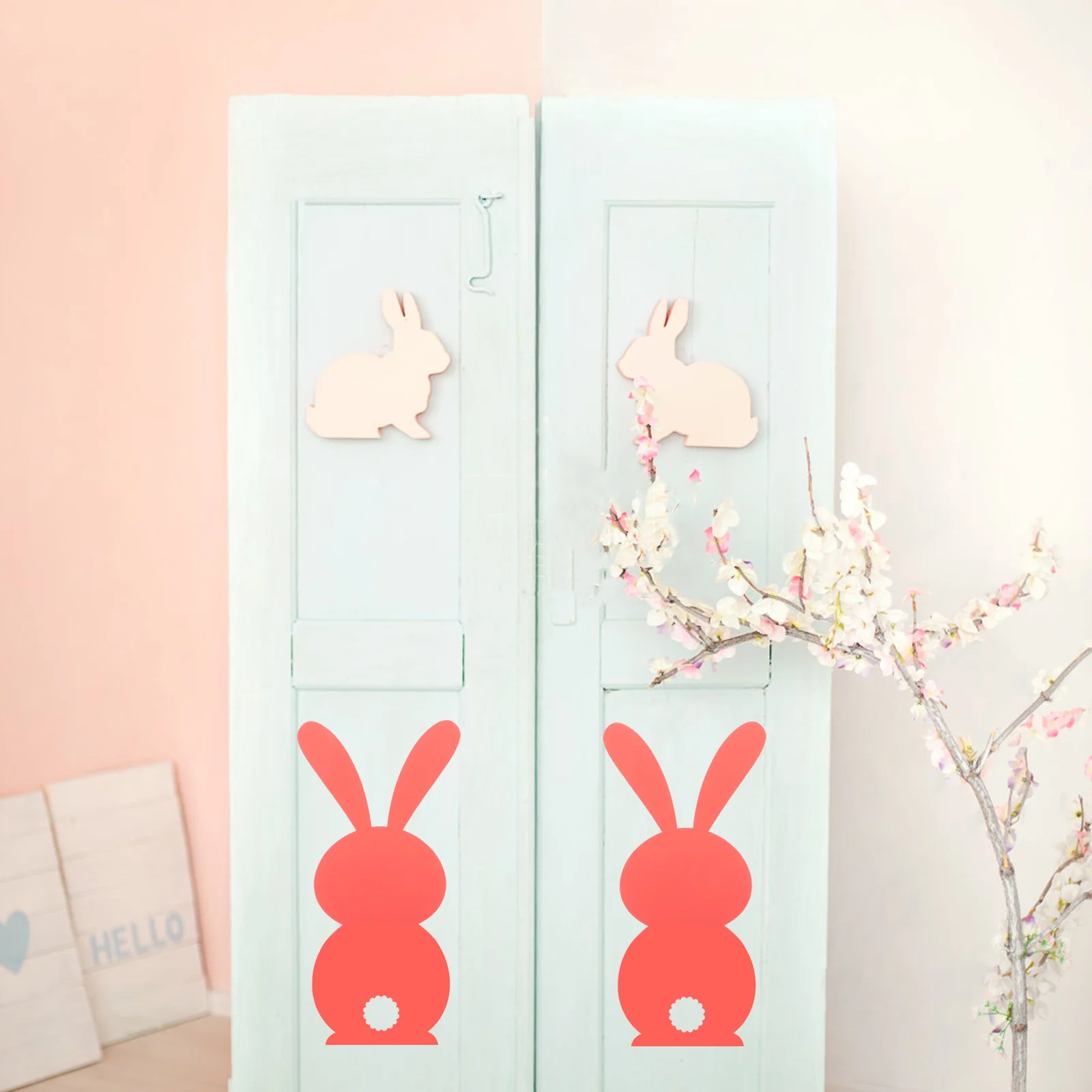 

2Pcs Easter Bunny Shape Acrylic Mirror Stickers 3D Mirror Effect Wall Decals Room Rabbit Decorative Home Decors