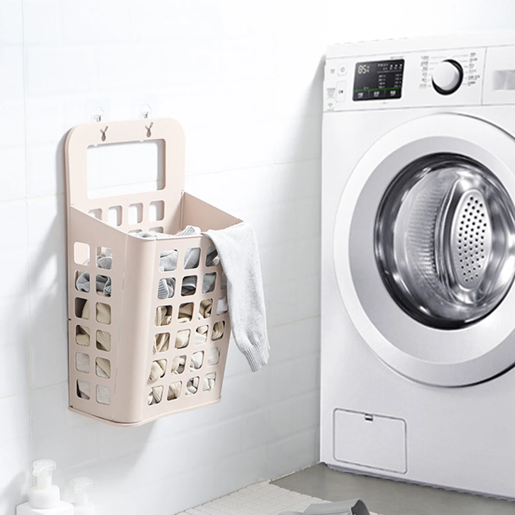 

Foldable Plastic Laundry Basket Storage Organizer Container For Clothes Towels Compact Design Space-Saving Household Basket For