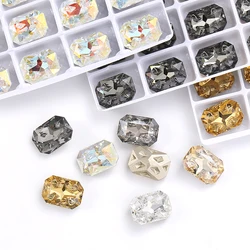 10x14mm Vintage Octagon Glass Rhinestones Glue On Crystal Beads Pointeback Fancy Rhinestones Jewelry Making Accessories