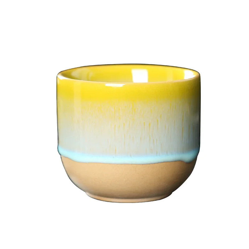 6pcs/set Sake Mug Ceramic Tea Cup Kiln Change China Porcelain Kung Fu Cups Pottery Drinkware Tableware Water Mug For Gift