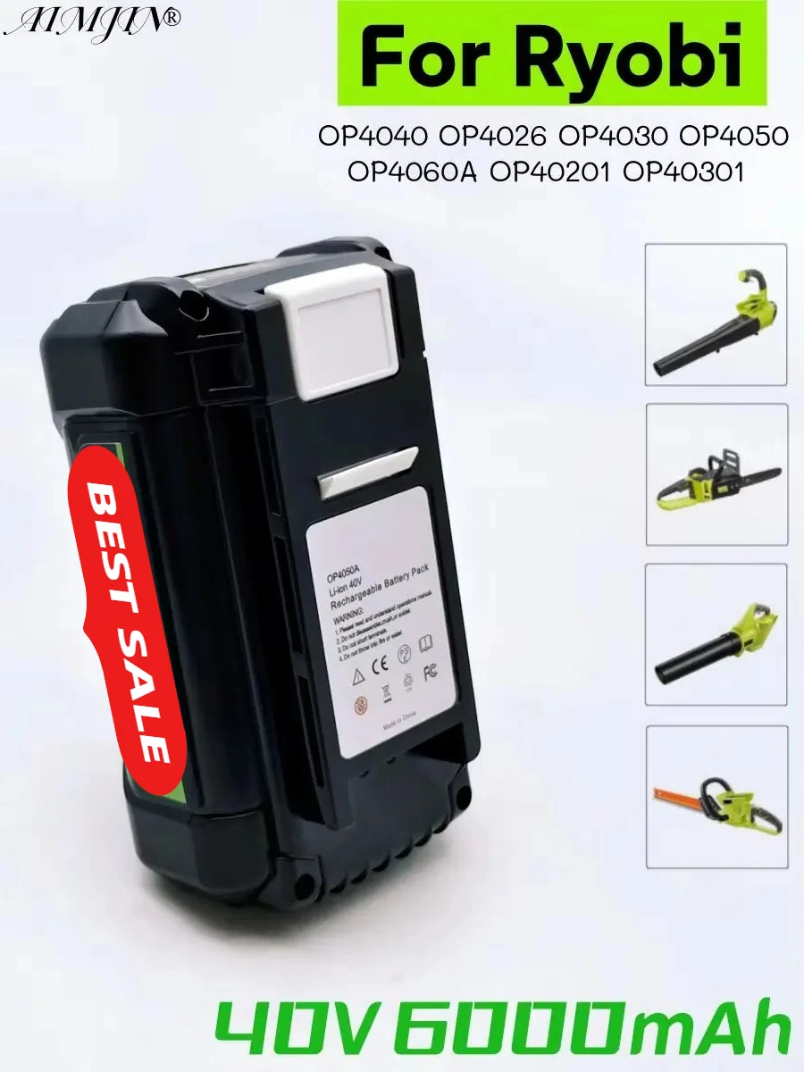 

40V for Ryobi OP4040 OP4026 OP4030 OP4050 OP4060A OP40201 RY40850 Collection Cordless Power Tools Battery 6000mAh