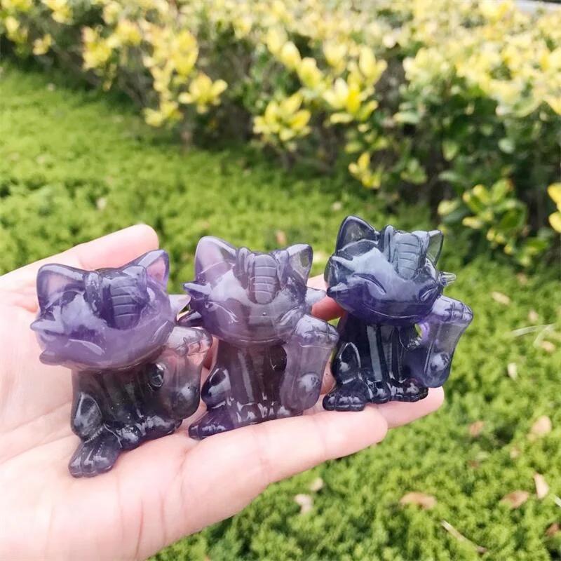 5CM Natural Purple Fluorite Crystal Cartoon Crystal Healing Stone Home Decor Creative Christmas Gifts For Kids Children 1pcs