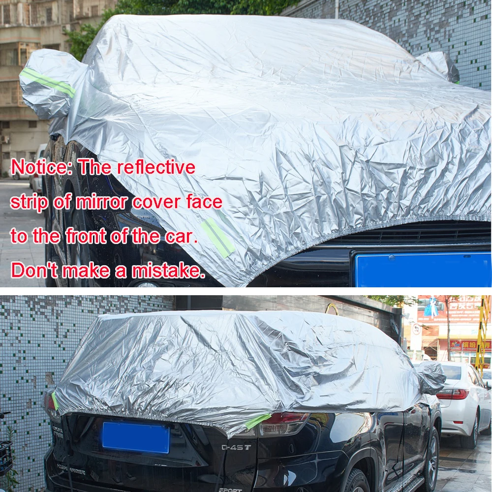 Half Car Cover for SUV 4X4 4WD Waterproof Outdoor Auto Top Hood Cover Snow Sun Rain Dust UV Protection Car Body Cover Universal