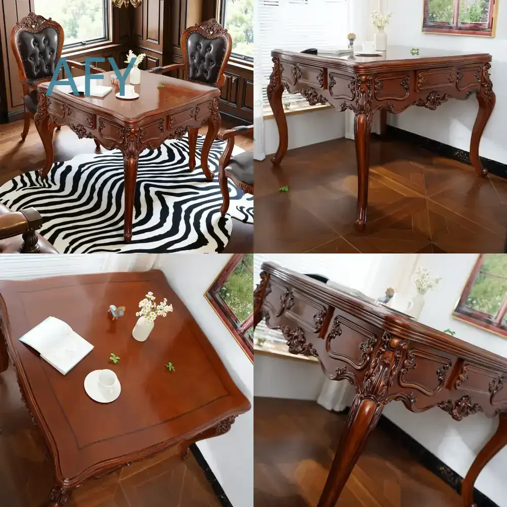 European Style Solid Wood Mahjong Table 100cm Square for Home Use Dining Table Dual Function Electric Automatic Mahjong Table