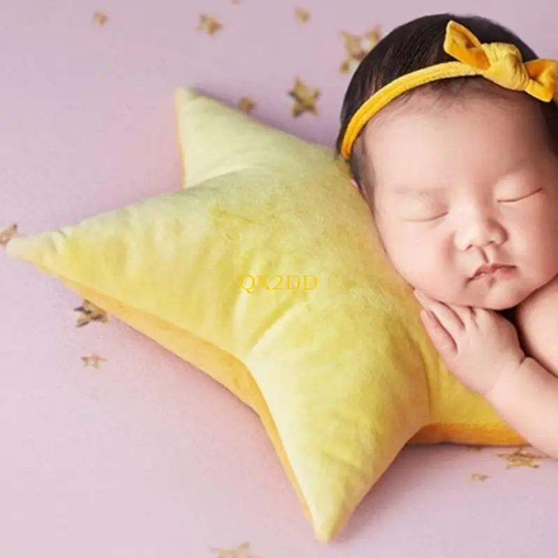 

QX2D Newborn Photography Props Pillow Baby Photography Star Pillow Long Tail Hat set