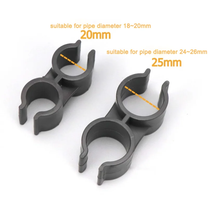 PVC Plastic Double-head U-Shaped Pipe Clamps Clips 20/25mm Dark gray For fixing the diameter of 25mm and 20mm or so of the pipe