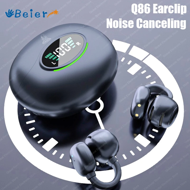 

Beier Bluetooth 5.3 Earphones Q86 Earclip Wireless Headphones Noise Canceling Waterproof TWS Headset Sports Gaming Earbuds