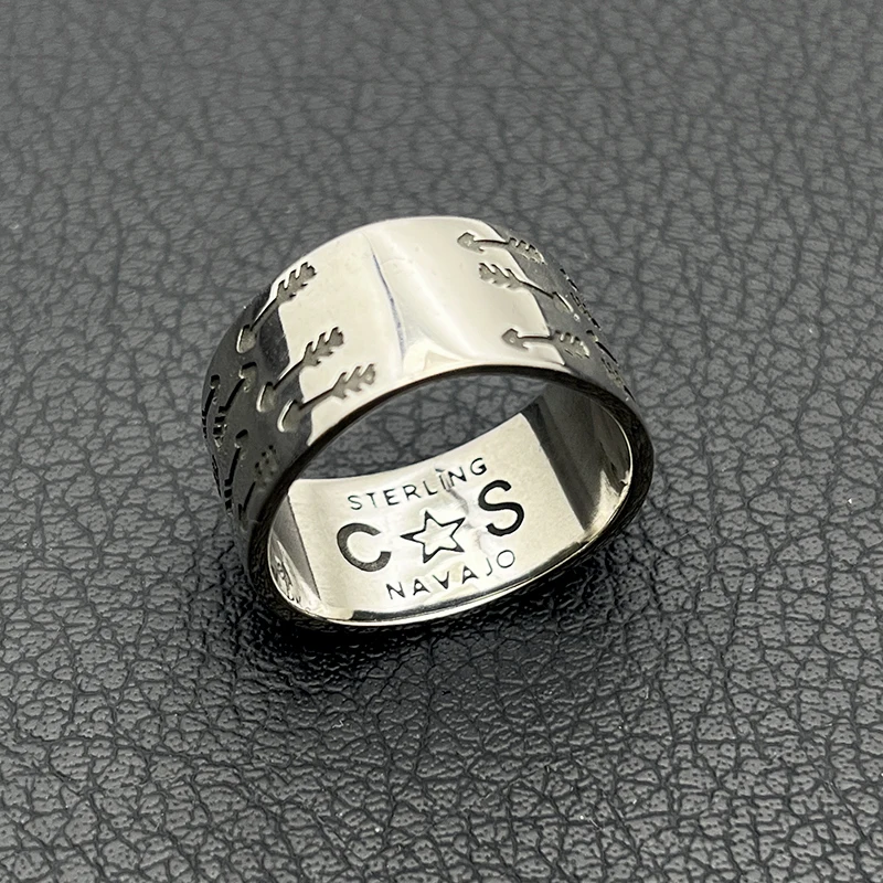 Cody Retro Navajo Vintage Crossed Arrow Ring for Men Etched Wide Band Jewelry Designer Luxury Quality Unusual Gifts