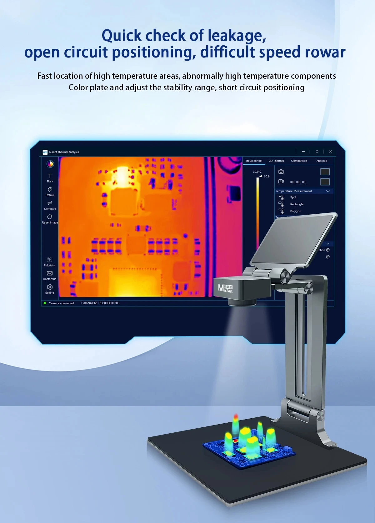 MaAnt RC-3 Thermal Camera With Display Screen Analyzer Phone PCB Troubleshoot HD Camera Repair Fault Diagnosis Instrument Camera
