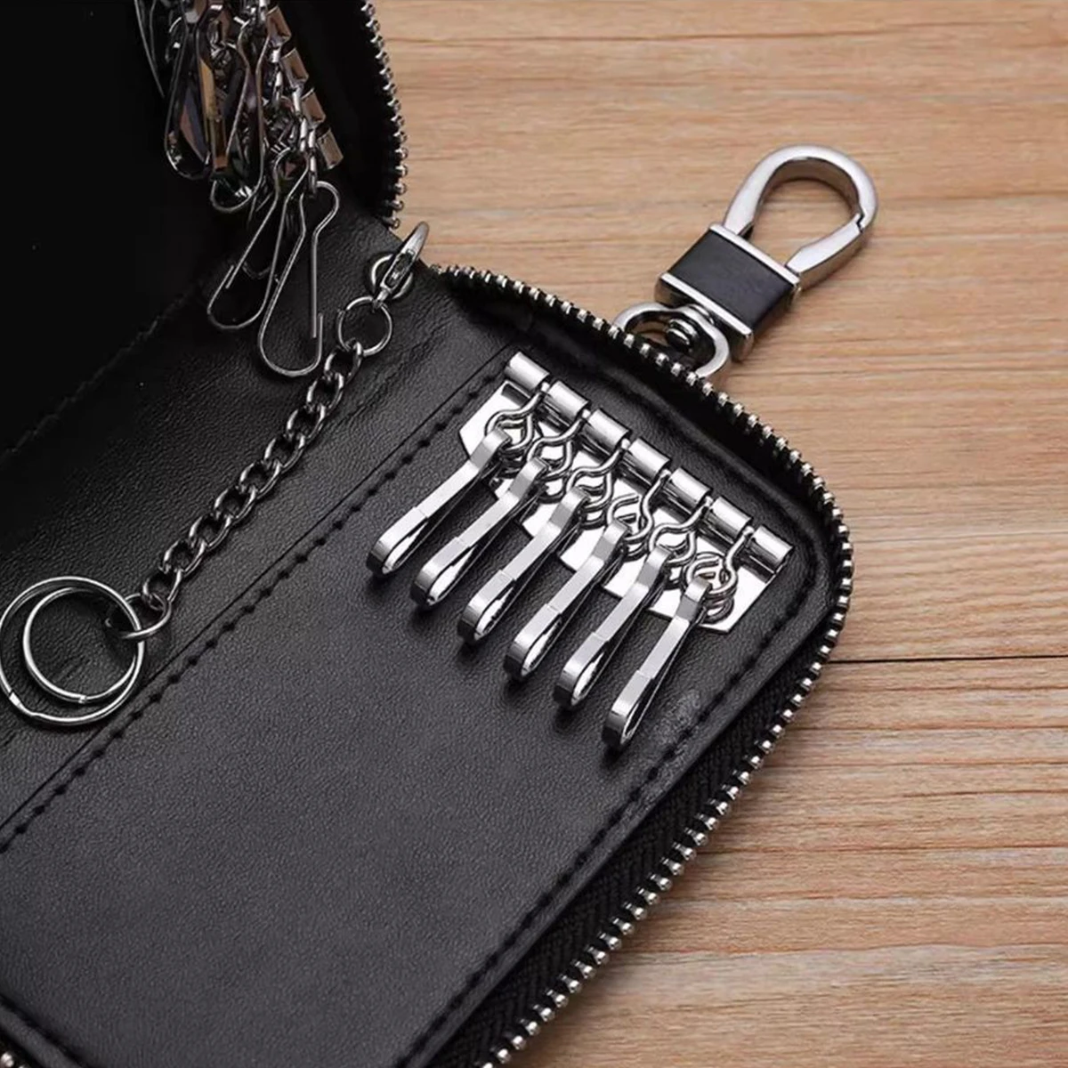 حقيبة مفاتيح محمولة من البولي يوريثان لمقطورة الخصر للرجال وغطاء حماية مفتاح التحكم عن بعد شامل مع منظم تخزين المفاتيح بسحاب