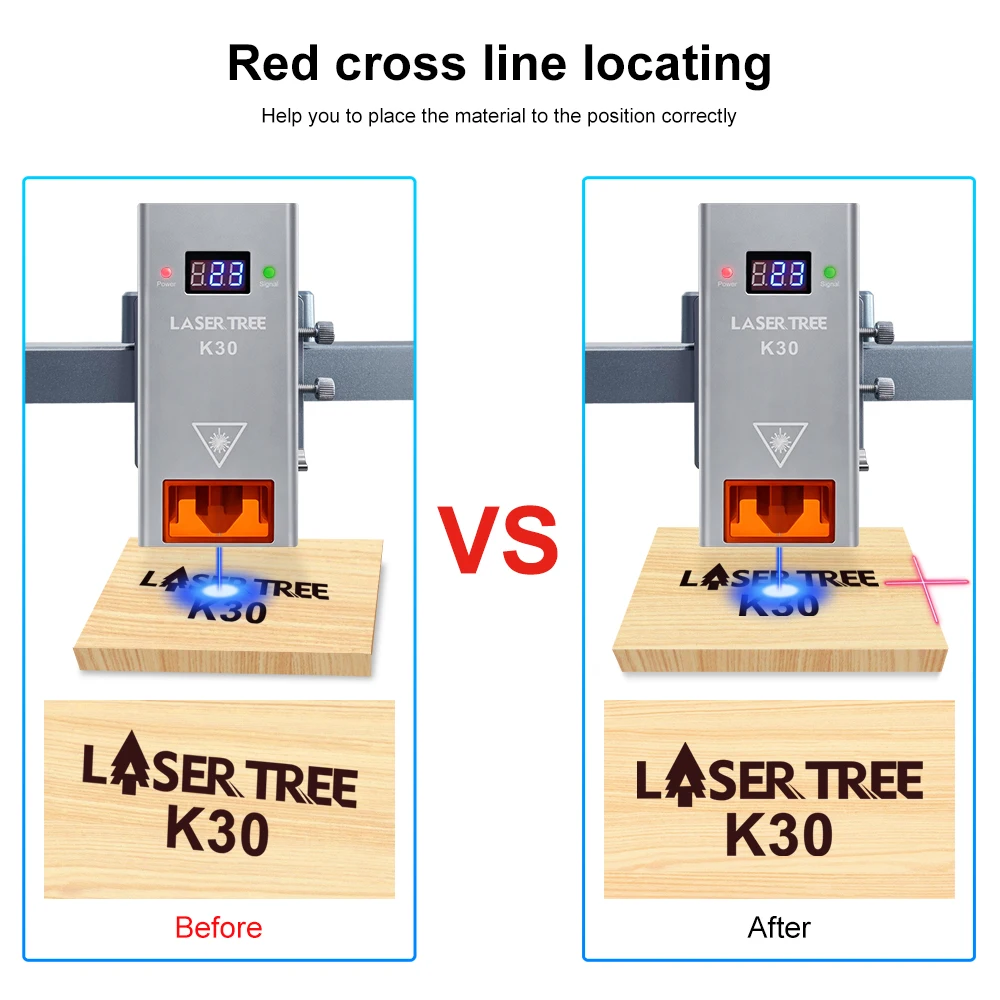LASER TREE K30 30W Moduł lasera o mocy optycznej z wspomaganiem powietrznym 6 diod TTL Niebieskie światło Głowica laserowa do grawerowania CNC Narzędzia tnące — zdjęcie 4