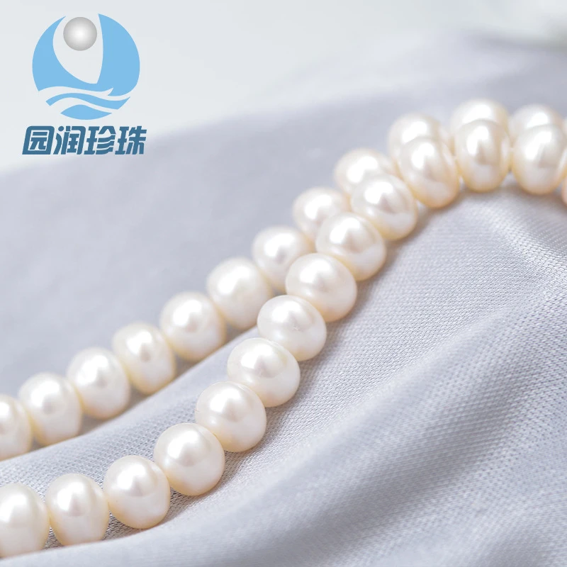 

Cultured freshwater natural pearl-8mm, four-sided polished, near-round, shiny, finished necklace