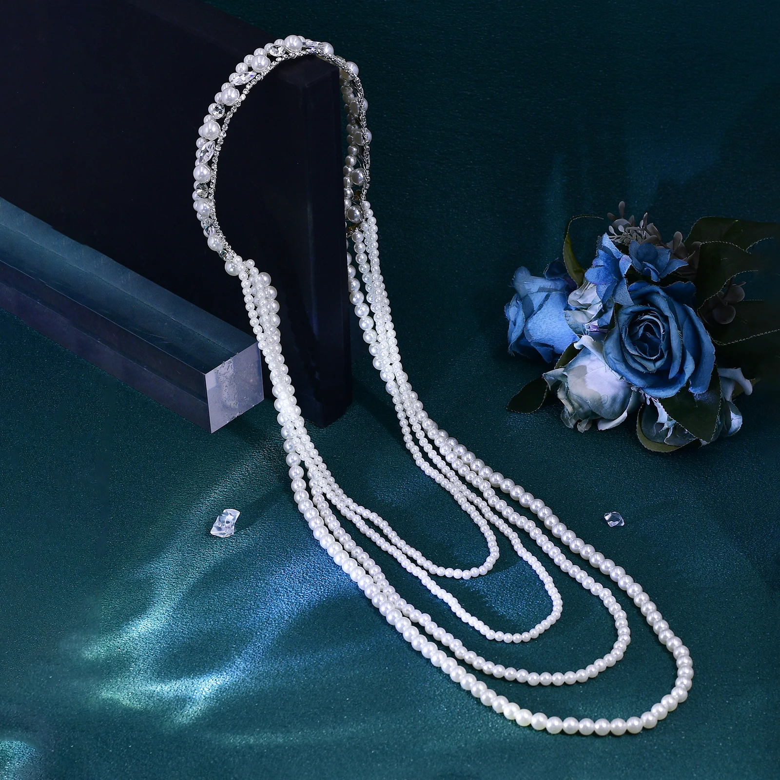 Wedding Bridal Pearl Hair Band Bridal Long tassel Hair Accessories Women Fashion Headband Banquet Party Headwear HP719