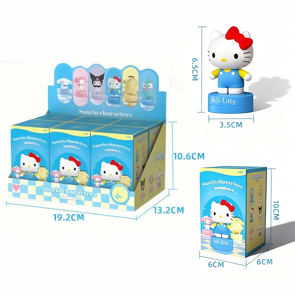 Sanrio – boîte aveugle de sceau familial Hellokitty Kuromi, figurine tendance, jouet de dessin animé, timbre Hangyodun Mymelody, ornement, cadeau d'anniversaire pour enfants