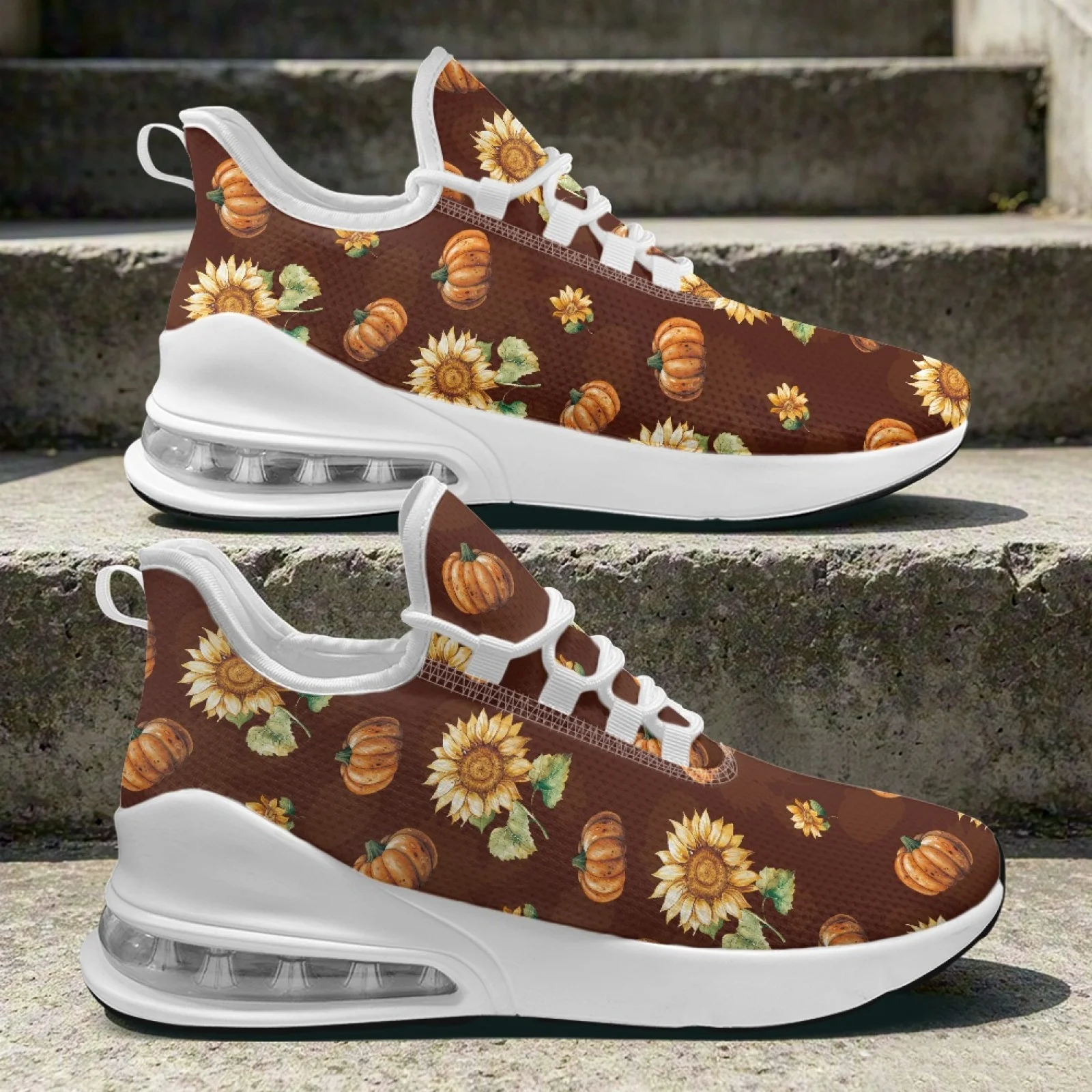 PENSTROLL Sunflower Pumpkin Summer Nurse Snakers for Women Walking Casual, Lightweight Women's Sneakers