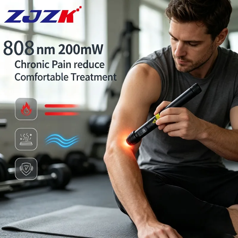 ZJZK Red Light Laser Pen Cold Laser Therapy Pen 808nm 200mW Handheld for Knee Pain Arthritis Sports Injuries Tendonitis Relief