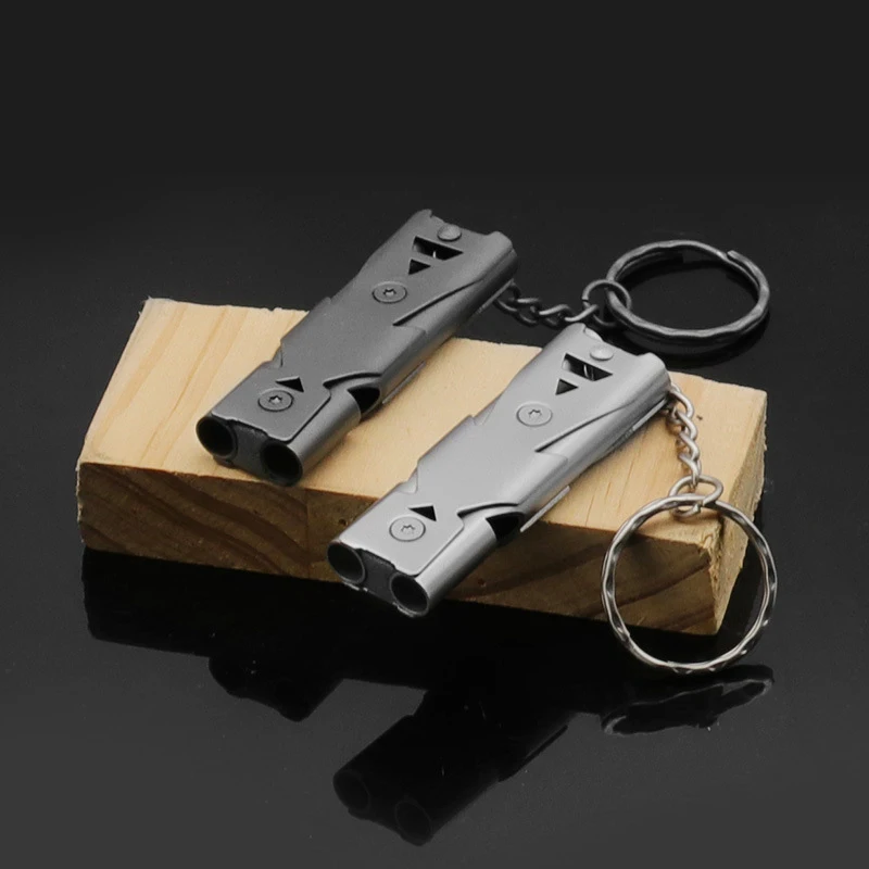 1PC Portable Whistle Stainless Steel Double Tube Lifesaving Emergency SOS Safety Survival Tool Kit Outdoor Camping Equipment