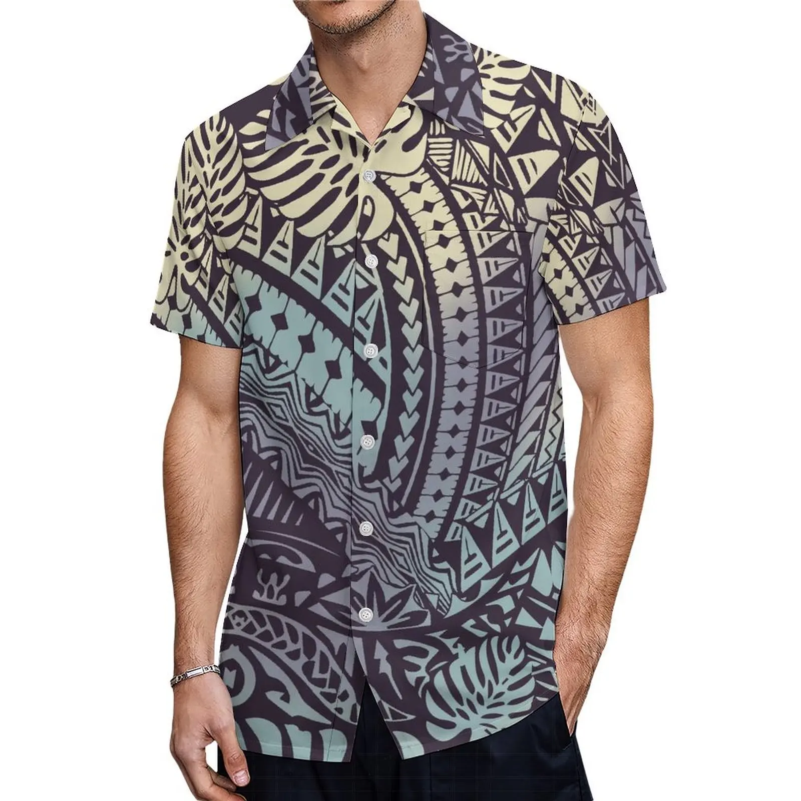 

High Quality Custom Polynesian Tribal Crew Neck Puletasi Samoa Set Mother and Daughter 2 Pcs Top and Skirts