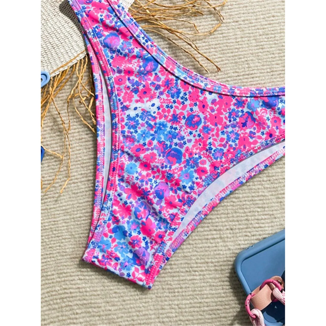 XS - XL Bedruckter Blumen-Bandeau-Bikini, Damen-Badeanzug, zweiteiliges Bikini-Set, Damen-Badebekleidung, Badeanzug, Badebekleidung, Schwimmbekleidung V693 – Detail 14