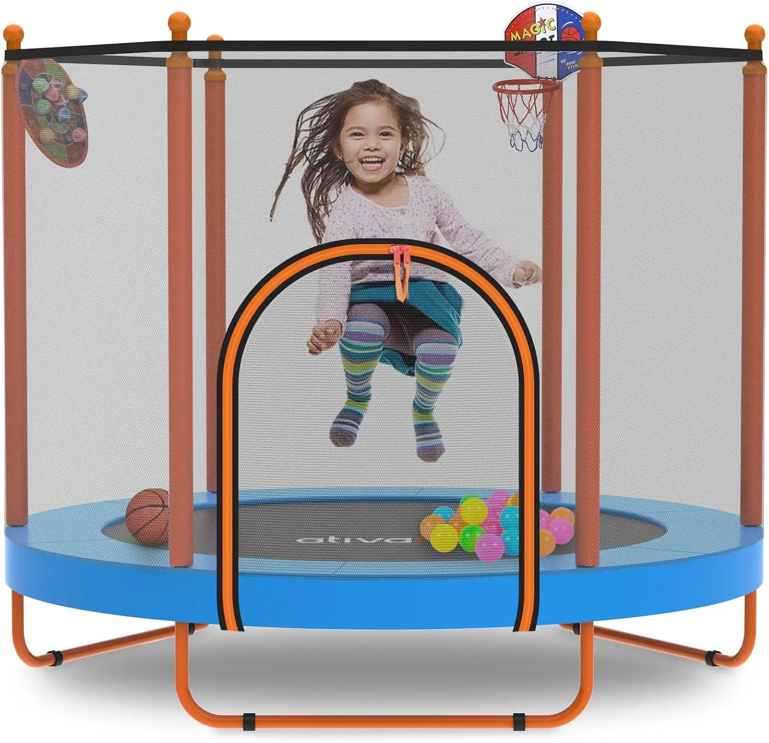 Trampoline Indoor Outdoor for Kids Ages 1-8, 5 FT Recreational Toddler Trampoline with Safety Enclosure