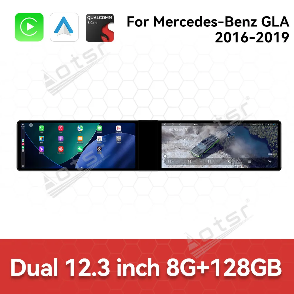 

Dual 12.3" For Mercedes-Benz GLA 2016-2019 Upgrade Car Radio Stereo Carplay GPS HD Touch Screen Navigation Device&BT 5.0