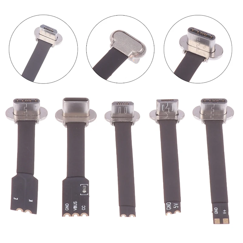 1Pcs Type-C Micro USB Connector FPC 2Pin 3Pin Soft Flat Cable Male Charging Cable Fast Charge Wire Extention For Phone