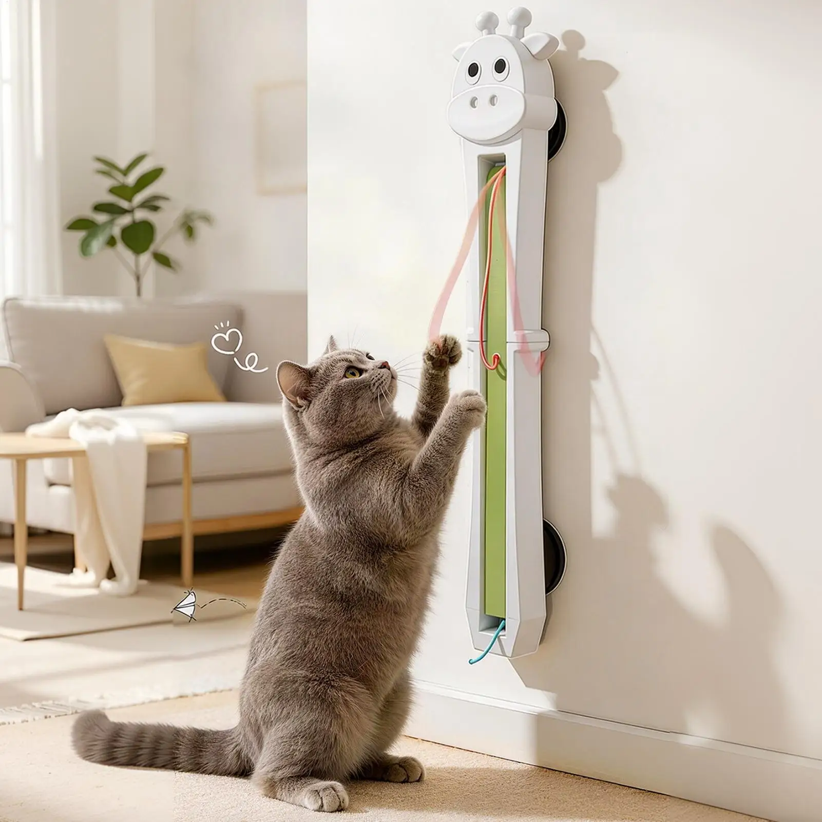 Fully automatic giraffe cat teasing machine automatically tightens and throws ropes allowing cats to relax and relieve boredom