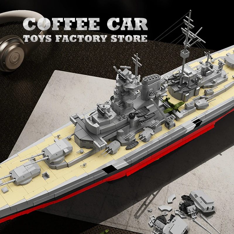 WW2 Navy Warship MOC Mattoni Puzzle Giocattoli Sottomarino Building Blocks Con Base Corazzata tedesca Nave Modello 3D Regali di compleanno per adulti