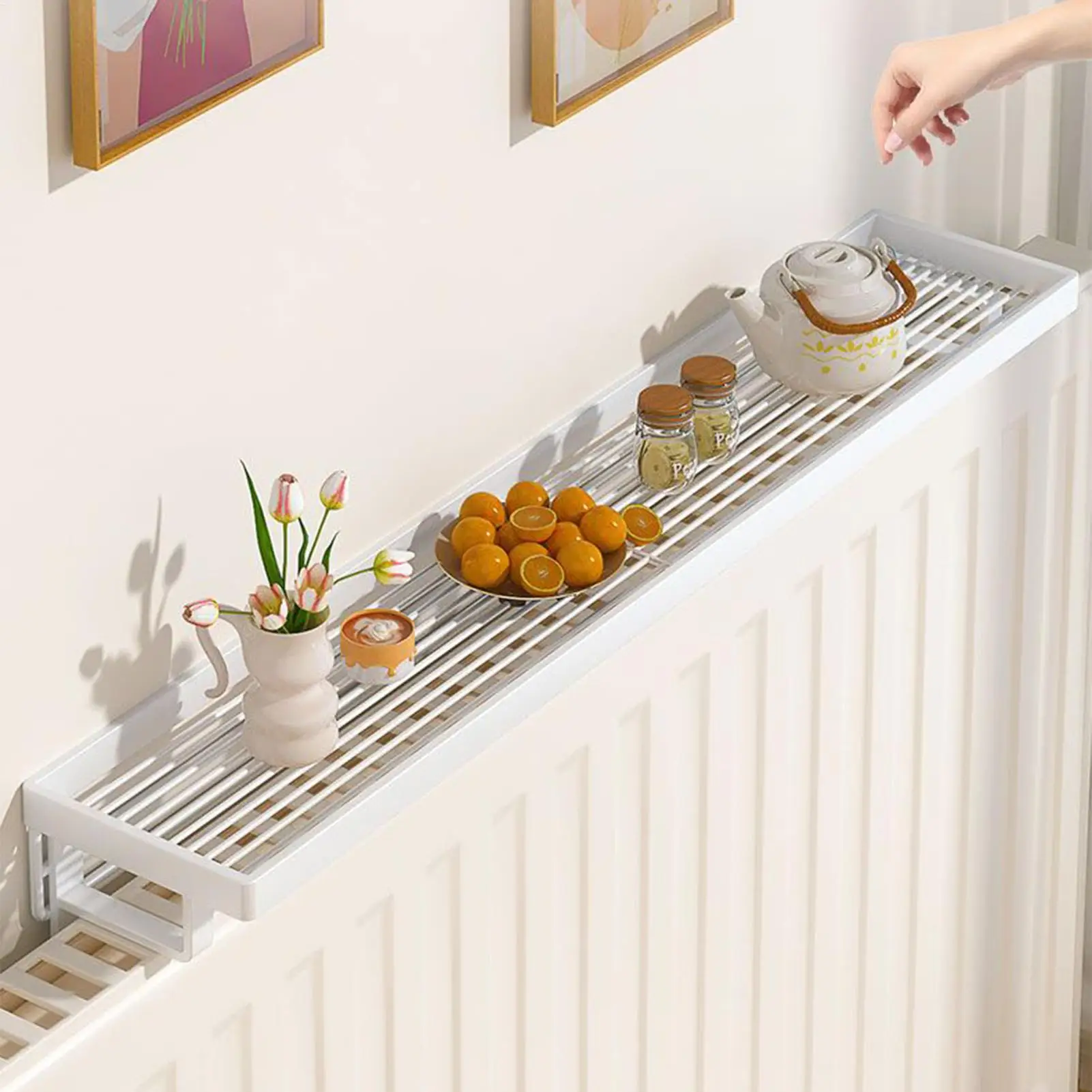 Radiator Shelves No Drill Iron Organizer No Drill Heat-resistant Radiator Top Cover For Hotel Dorm Apartment Bedroom Living Room