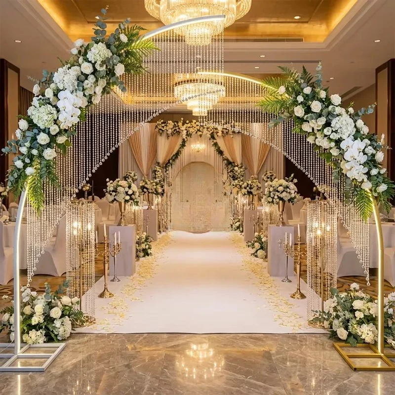 Photo Booth Props Modern Wedding Background Rack Sparkling Pearlescent Lighting Event Arch Entrance Party Decoration