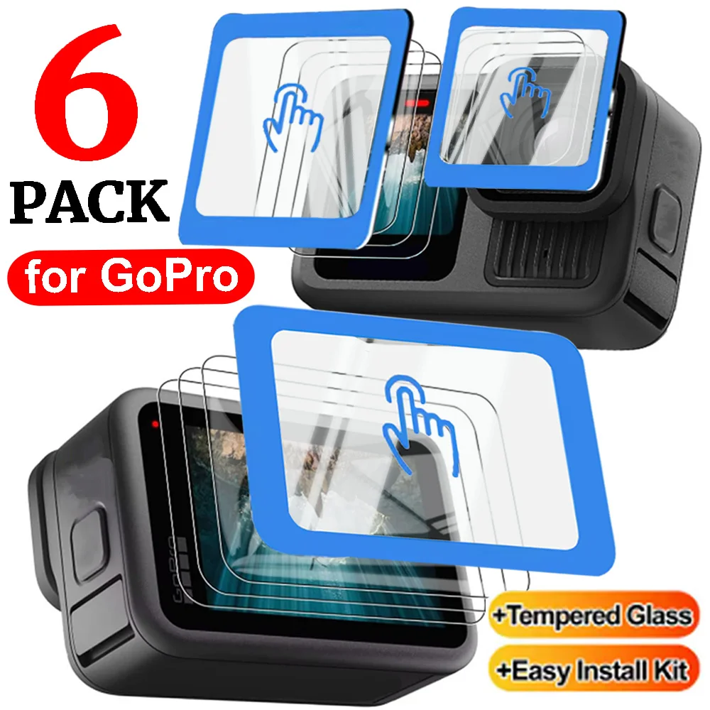 Easy Install Tempered Glass Film for GoPro Hero13 12 11 10 9 Front Back Camera Screen Protector HD Clear Anti-scratch Lens Cover