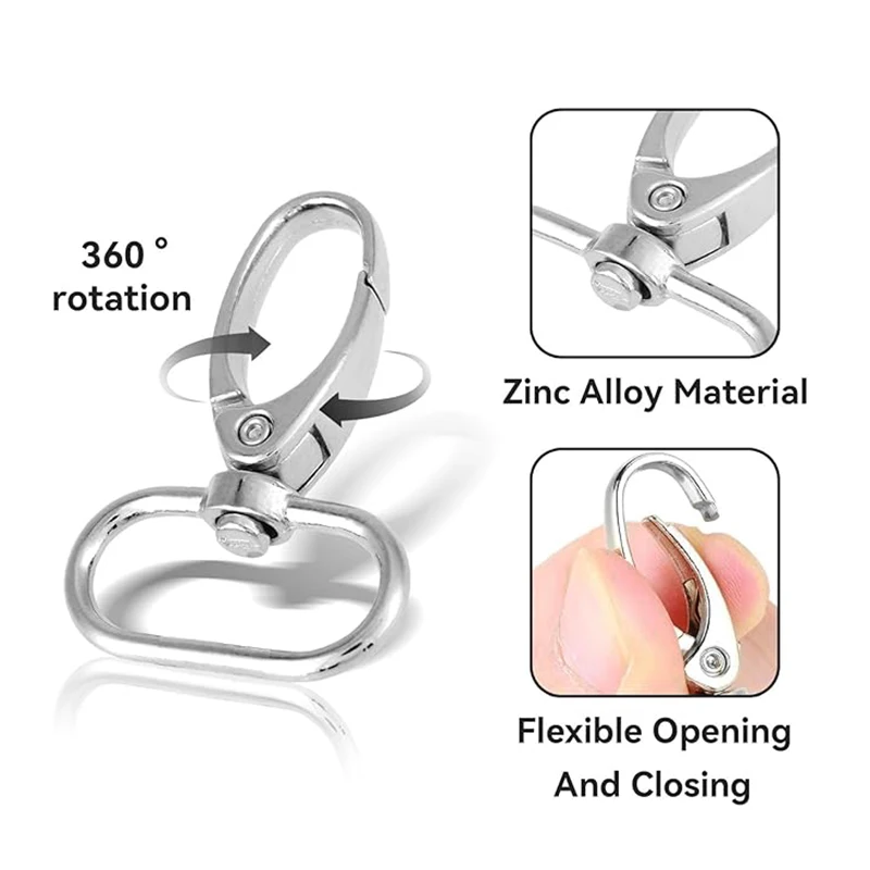 

30/50Pcs Metal Buckles Swivel Lobster Claw Clasp Push Gate Snap Hooks Trigger Clip for Keychain Purse Handbag Making Accessories