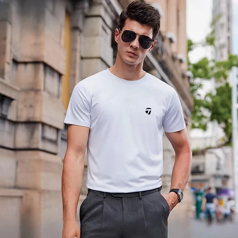 

2025 New TaylorMade Men's Golf Tshirt Crew Neck Short Sleeve Quick Dry Breathable Sports Casual Top Comfortable Tee Shirt
