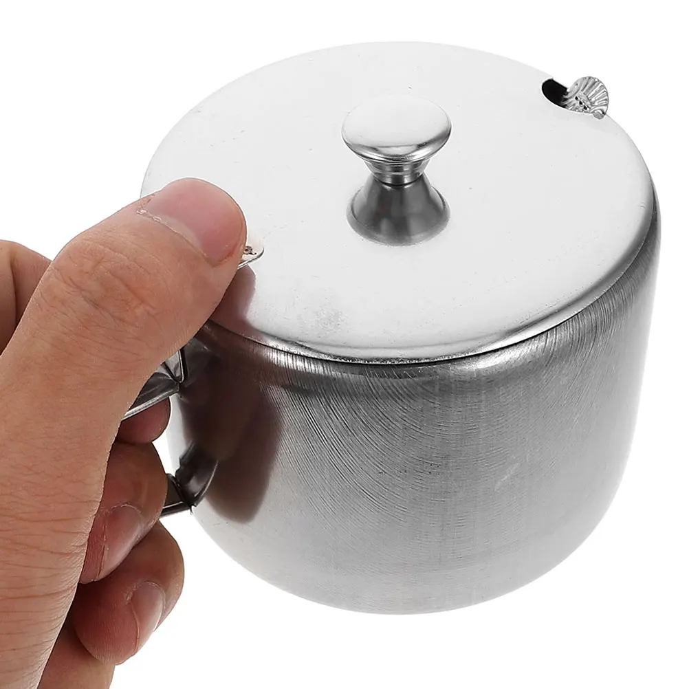 

3 Set Stainless Steel Sugar Bowl Container Food Spice Jar Kitchen Counter Organizer Metal Condiment Pot Rack