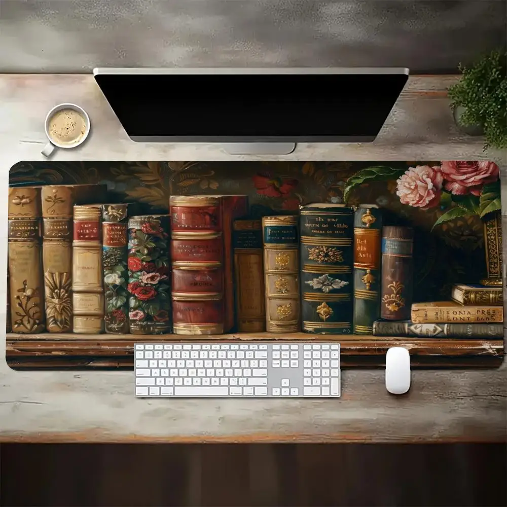 Anime Mouse Pads Vintage Flower Book Playmat Durable Rubber Non Slip Base For Bedroom Learning Keyboard Accessories