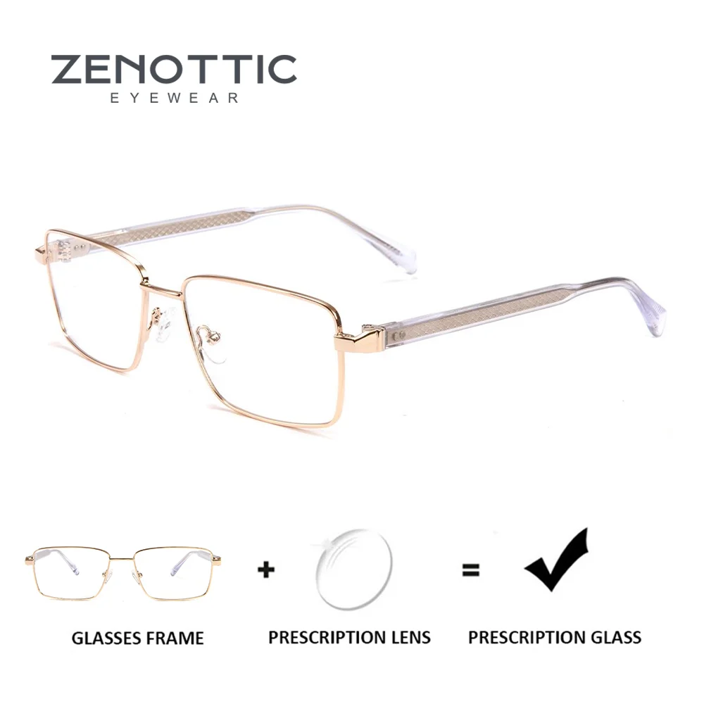 

ZENOTTIC Trendy Metal Rectangle Complete Prescription Glasses For Men Multifocal Optical Eyeglasses Myopia Lenses Man