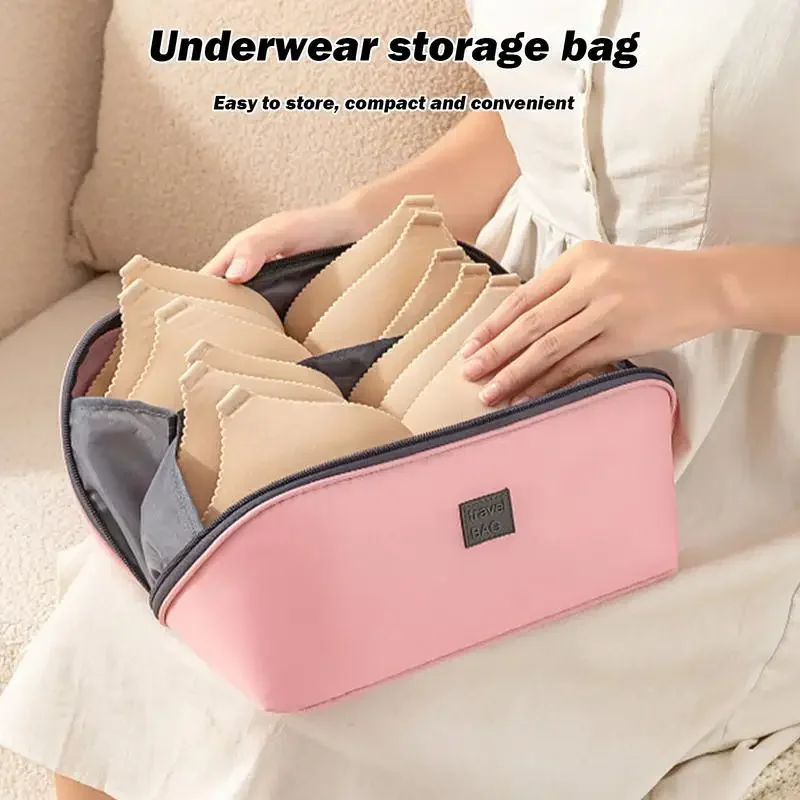 2024 Travel Packing Organizers Underwear Organizers With Handle Compartmentalized Storage Bag For Socks Bra Panties Underwear