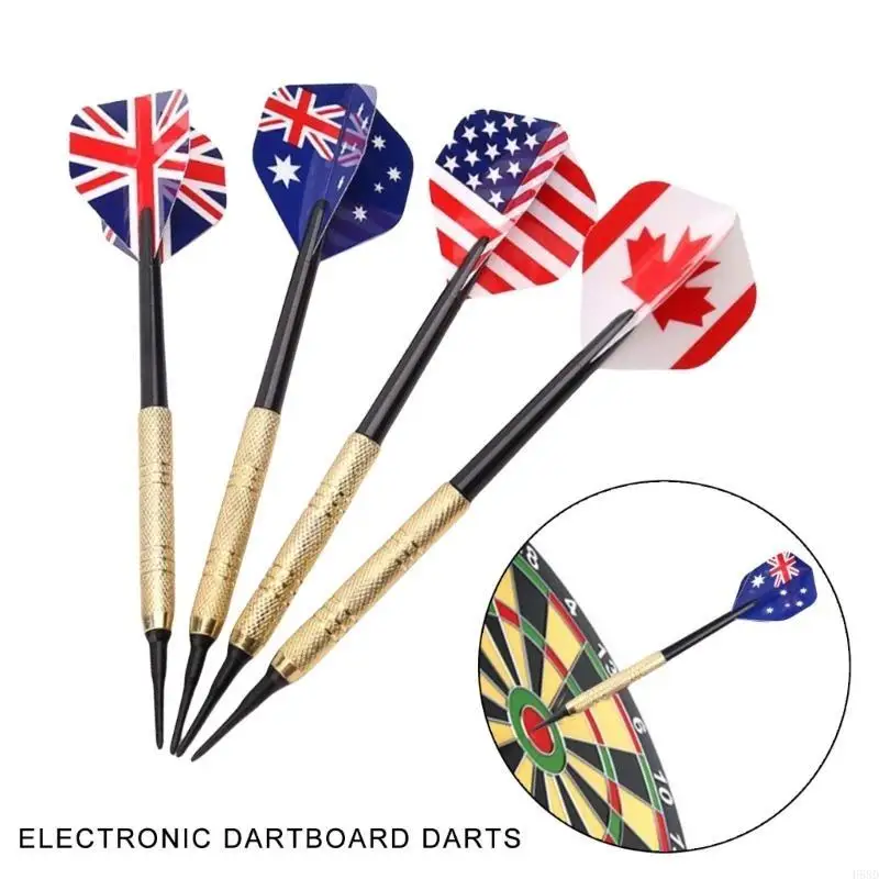 

Set of 12 14g Soft Tip Darts Set with Iron Golden Plated Shafts Safe Soft Darts