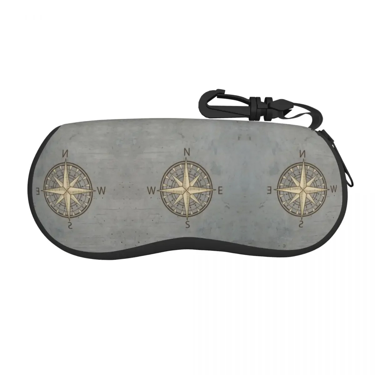 Gray Compass Shell Eyeglasses Protector Cases Fashion Sunglass Case Nautical Sailing Sailor Glasses Bag