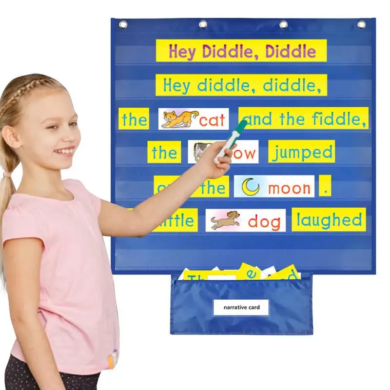 Sentence Strip Pocket Chart 7 Pocket Standard Pocket Chart For Classroom Centers Blue Hanging Pocket Chart For Classroom