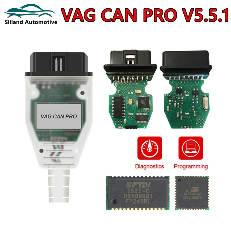 Professional VAG CAN PRO 5.5.1 CAN BUS UDS K-line OBD2 Diagnostic Tool With Dongle Support Multi-Cars Can Bus UDS K-Line