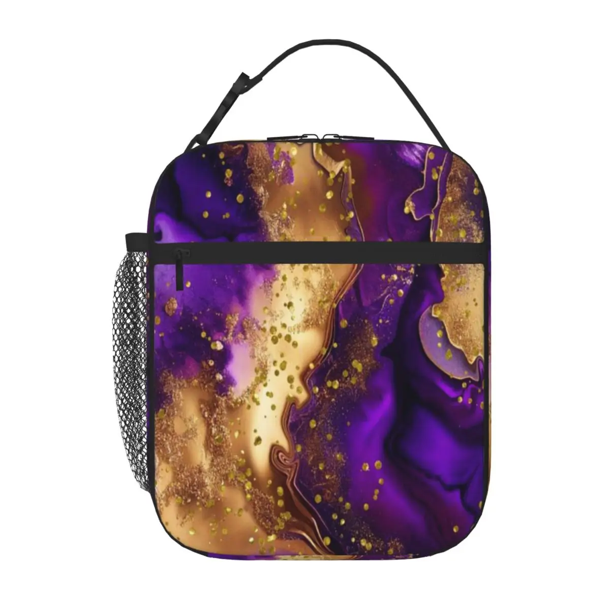Hot Sale Purple Gold Abstract Crossbody Insulated Snack Tote Weight Loss Diet Small Lunch Bag