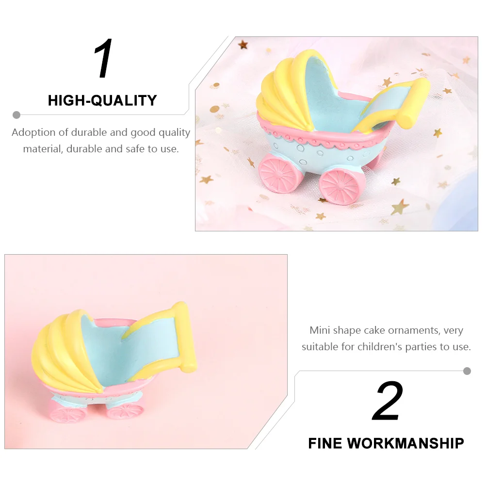 

Mini Resin naments Baby Stroller Decorations Desktop Cartoon Gifts Realistic Design Room Office Tabletop Photo Props Children