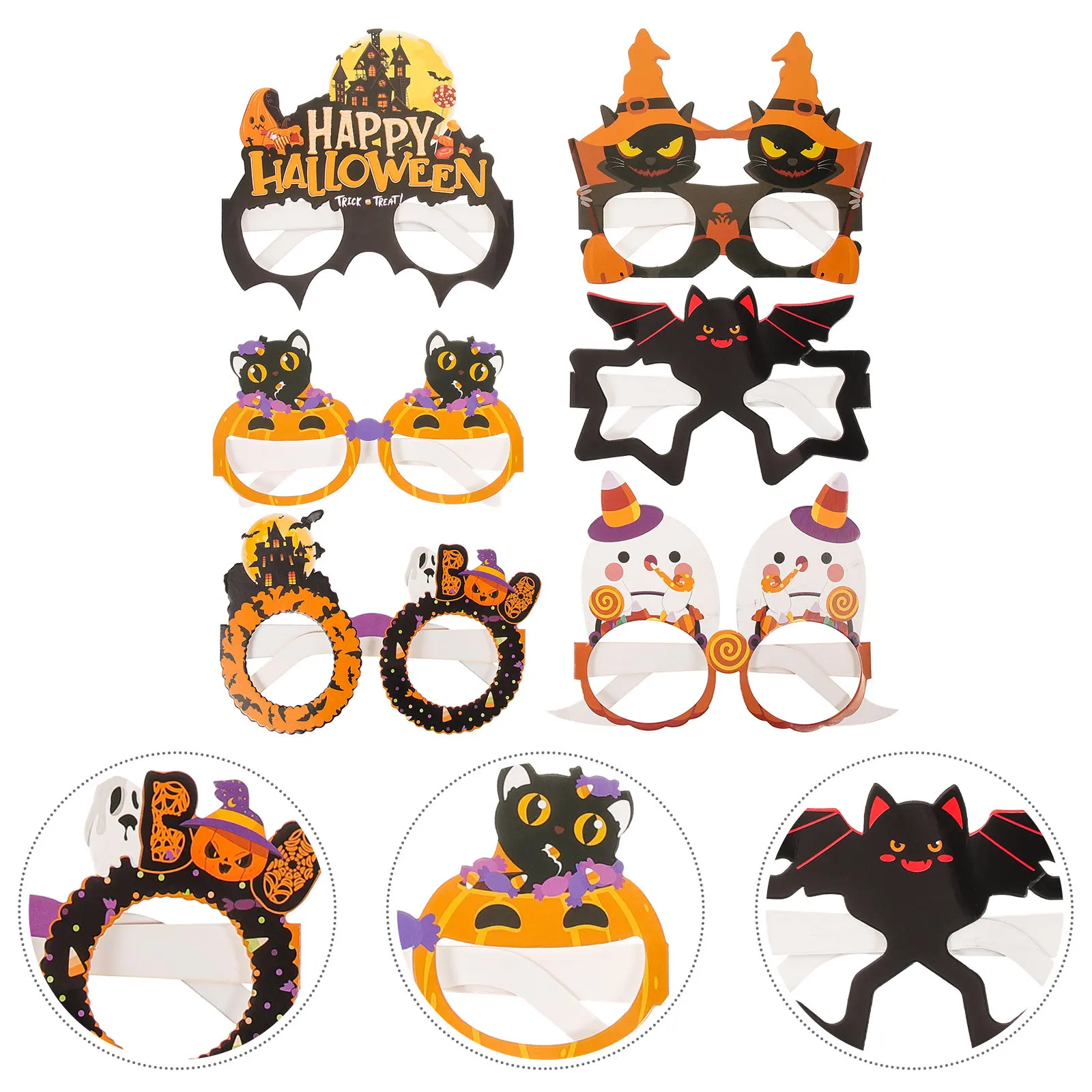 

6Pcs Halloween Eyeglasses Novelty Funny Lightweight Party Prop Glasses for Adults Creative Festival Party Supplies Eyewear