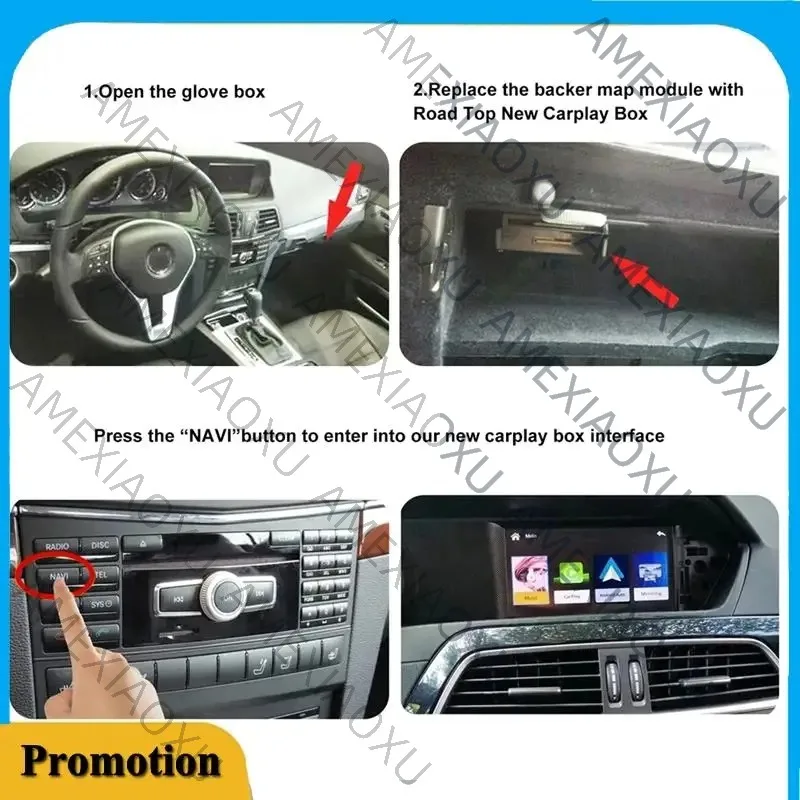 AMEXIAOXU  Wireless Carplay Android Auto For Mercedes Benz A B C E CLA GLA GLK ML Class Becker Module NTG4.5 System