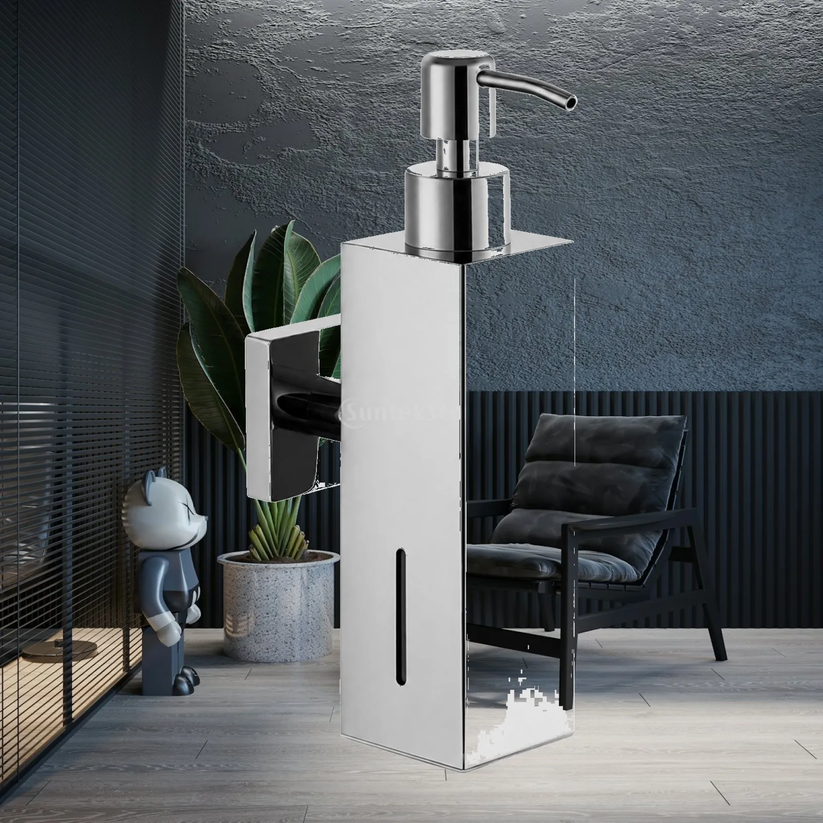 Wall Mounted Stainless Steel Soap Dispenser with Viewing Strip for Liquid Hand Soap in Kitchen Bathroom Sink