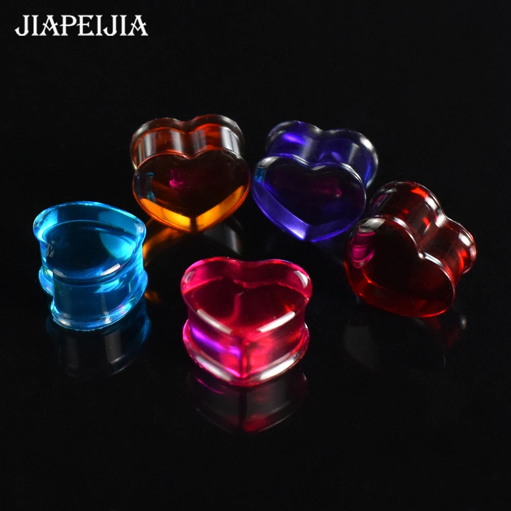 6-30mm Colored Heart-shaped Acrylic Ear Gauge Tunnels Plugs Ear Expander Stretcher Body Jewelry